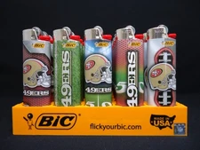 8 Bic Lighters San Francisco 49ers NFL Football Disposable 1 Lighter Per Design