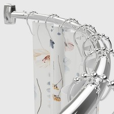 Adjustable 50-85 inches Curved Shower Rod Extra Wide Rustproof Round Shower C