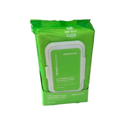Global Beauty Care Cucumber Facial Cleansing Wipes 60 Ct Makeup Remover