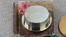 International Silver Company Brass Plated Loon Coaster 7 Piece Set Vintage 1992