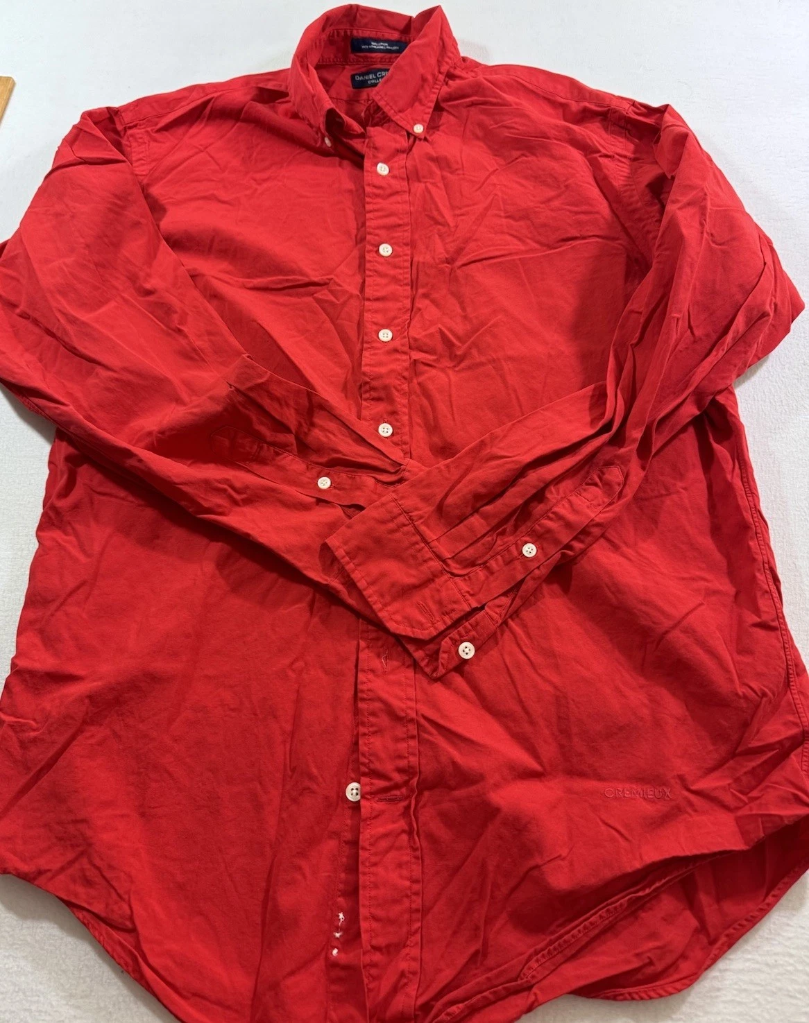 Daniel Cremieux Collection Button Front Shirt Mens Large Red Long Sleeve