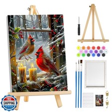 MOGTAA Christmas Cardinal Paint by Numbers Kit for Adults Beginners with Fram