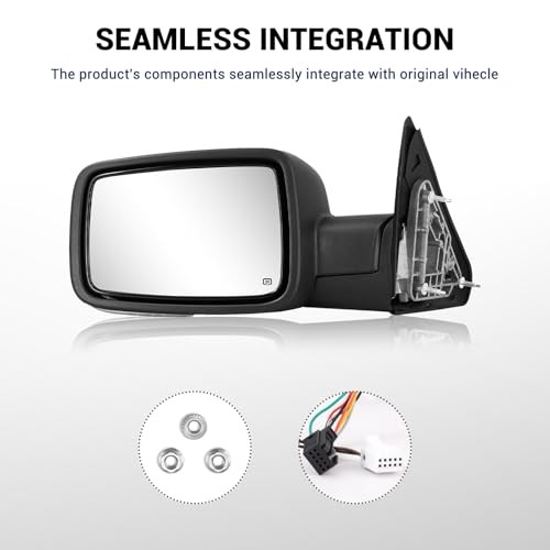 Side Mirror Compatible with Towing Mirror 2009-2018 Dodge Ram 1500 2010-2018 - Picture 6 of 7