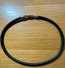 Authentic Bvlgari Black Leather Choker Necklace Double Bracelet L 39cm 15.3in