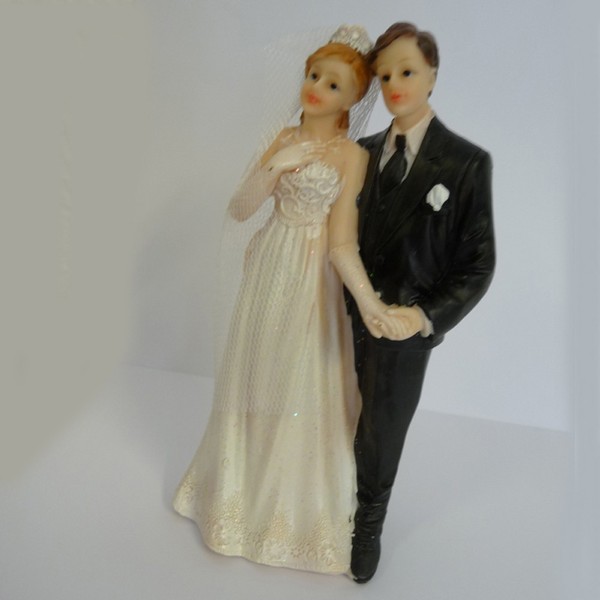 Tortenfigur Tortenaufsatz Hochzeitstorte Tortendeko Brautpaar M. Schleier 14Cm B-image