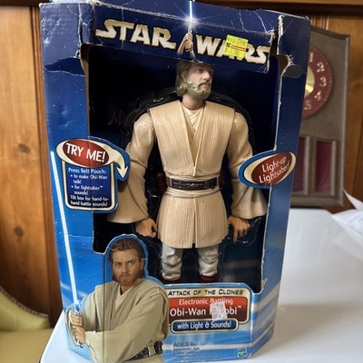 2002 Hasbro Star Wars Attack of the Clones Obi-Wan Kenobi Electronic Battling 