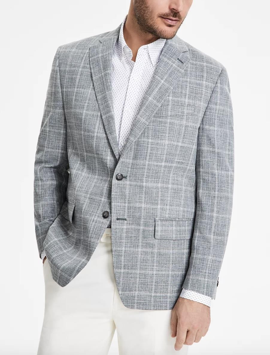 Michael Kors Men's Classic-Fit Windowpane Sport Coat 44 R NEW $295 KTNN1K2Y1188