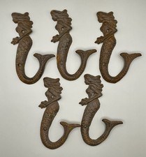 Rustic Coastal Cast Iron Mermaid Decorative W...