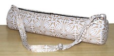 Indian White Gold Handblock Yoga Mat Carrier Bag Mandala Large Shoulder Strap