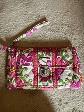 Vera Bradley Wristlet Wallet Combo Zipper Metal Latch Pink Green Orange NWOT