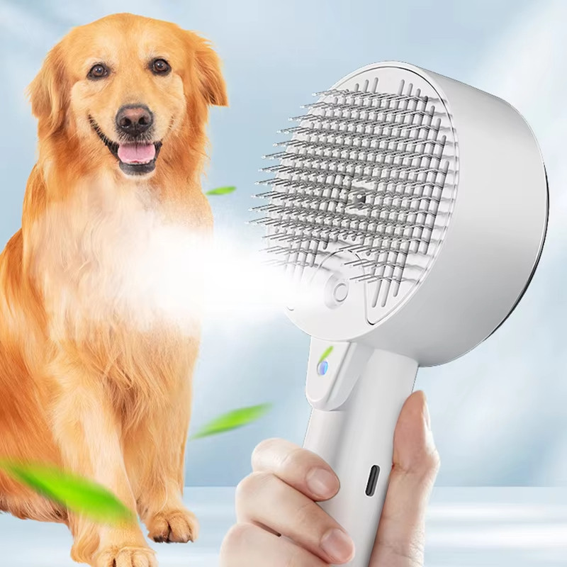 Brosse Vapeur 3‑en‑1 Chat Chien – Toilettage avec Pulvérisateur Électrique