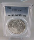 Has Some Toning 1922 Peace Dollar PCGS MS63