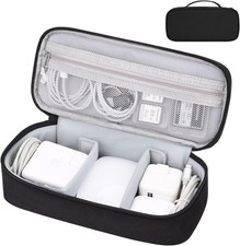 Cable Organizer Bag Electronic Travel Case Charger Cords Power Bank Black