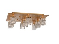 Led Deckenlampe Deckenleuchte Stahl In Goldfarben Brillantglas In Klar G9