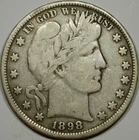 1898-P Silver Barber HALF DOLLAR 50C - VG08 Condition - Book Value $75