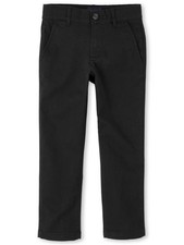 New Children's Place Boys Skinny Stretch Black Chino Pants Size 10