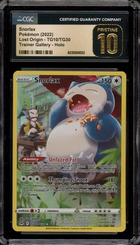 Pokemon Snorlax Lost Origin Trainer Gallery Full Art #TG10 CGC 10 Pristine