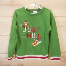 Disney Parks Kids sz 5/6 Just Chill Chip  Dale Embroidered Christmas Sweatshirt