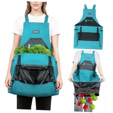 Garden Apron,Harvest Aprons with Pockets for Women and Men,Canvas Blue