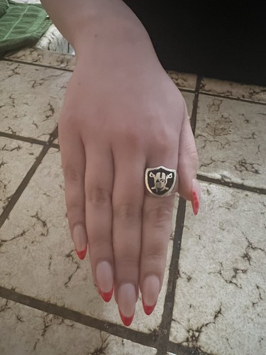 Oakland Raiders Sterling Silver Black Inlay Classic Ringsz10