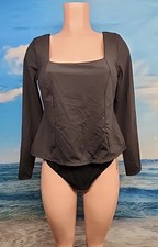 Nwt Shapellx Bodysuit Long Sleeve Shirt Size Large Black.