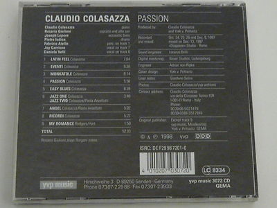 独CD CLAUDIO COLASAZZA PASSION  3072CD  /00110 CD ~ CLAUDIO COLASAZZA 