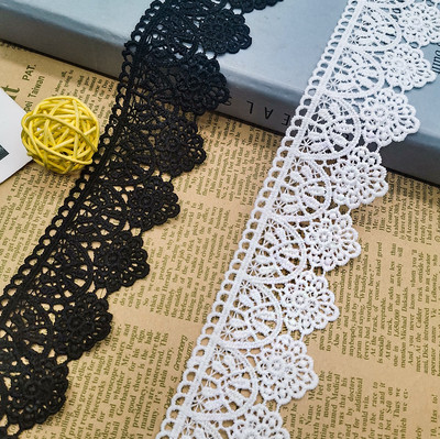 1yard Schwarz Spitzenborte Weiß Spitzenband Spitze Lace Unterwäsche Breit 4.5cm