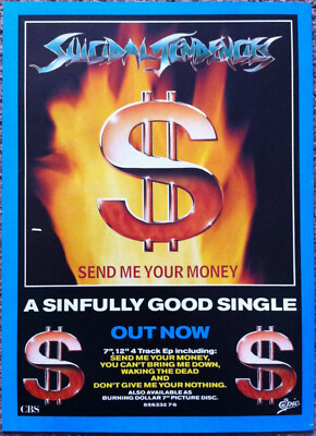 SUICIDAL TENDENCIES - SEND ME YOUR MONEY 1990 Full page UK magazine ad