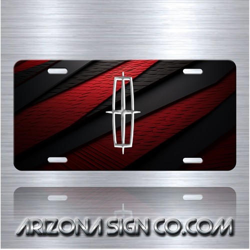 LINCOLN Inspired art on Glossy Red and Black Aluminum License Plate Tag New A - Bild 1 von 6