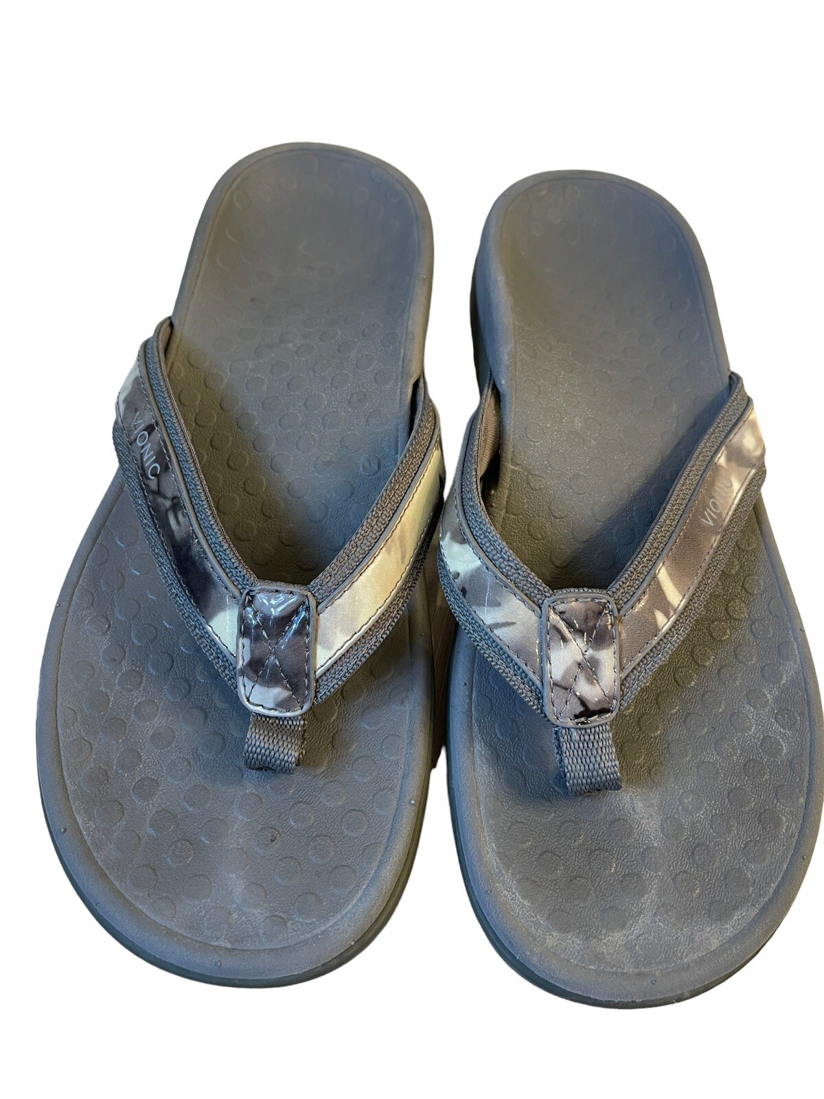 VIONIC LIGHT GRAY SANDALS WITH MARBLE DESIGN STRA… - image 1