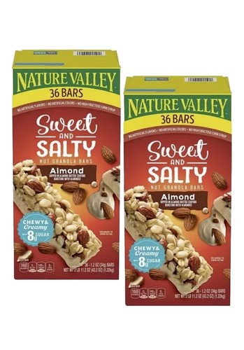 2 Pack Nature Valley Sweet and Salty Nut Almond Granola Bars 36 ct 43.2 oz= 72ct
