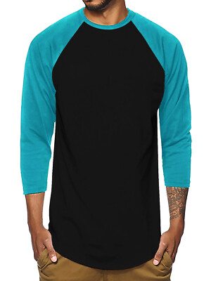 Men's Athletic Baseball Tee Shirt - 3/4 Sleeve Raglan Casual Rugby Style