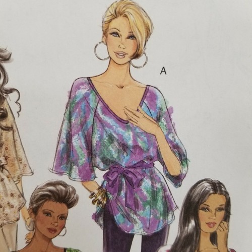 Pullover con cintura Butterick 5355 modello tunica taglia facile XS Sm Med 4-14 non tagliato - Foto 3 di 8