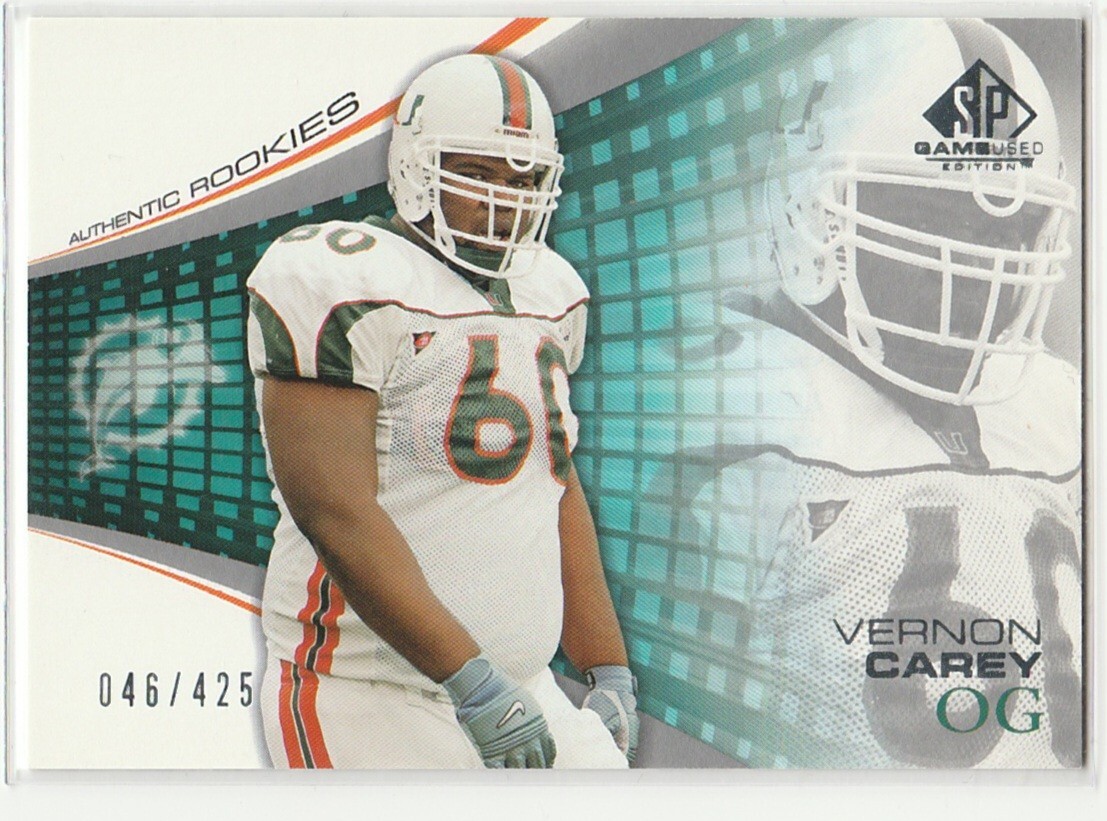 Vernon Carey SP Game Used #168 Base