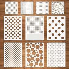 Dots Stencils, 10 Pcs Mixed Media Assorted Size Polka Dot Stencils Repeating 