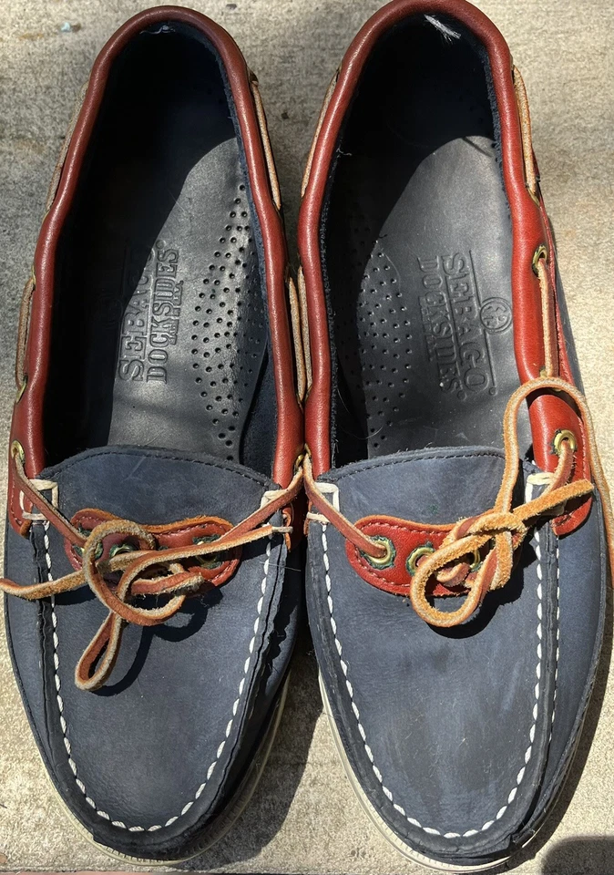 Sebago Docksides Size 8M Women's Blue Leather Boat Shoes Flats Made USA - Image 2 of 4