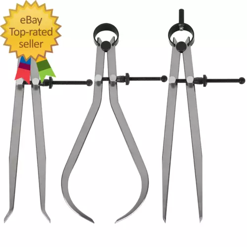3 Piece Spring Caliper/Divider Set, 8 Inches inside Spring outside Divider 