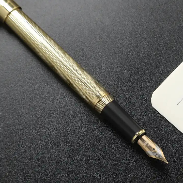 Gold Metal Fountain Pen - Fine Nib, + Ink Converter and 2 Cartridges, JINHAO 899