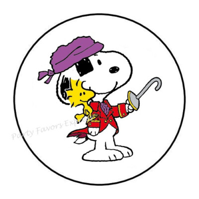 30 CARTOON DOG PIRATE ENVELOPE SEALS LABELS STICKERS PARTY FAVORS 1.5'' ROUND