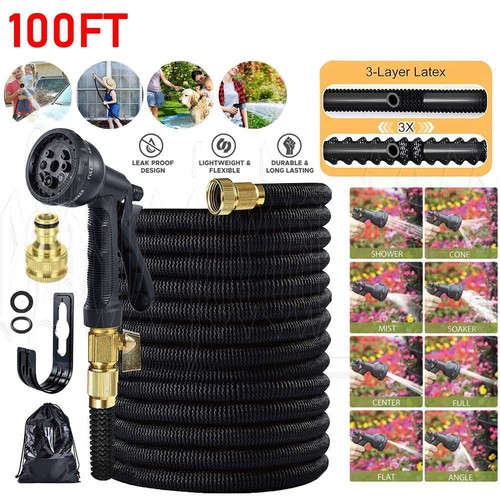 Water Garden Hose Flexible Expandable Pipe Car Wash W/ Spray Nozzle Gun 25-100FT - Picture 16 of 17