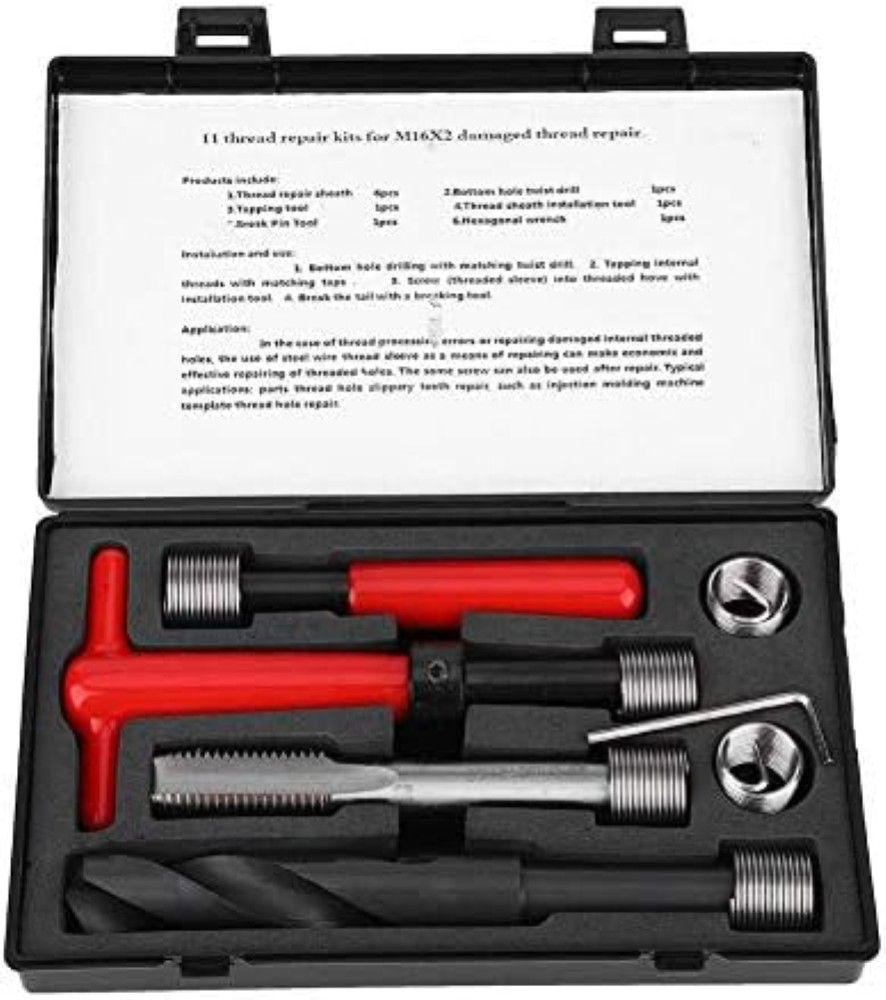 Kit Riparazione Filetti M16x2 Professionale - 11 Pezzi Acciaio Inox
