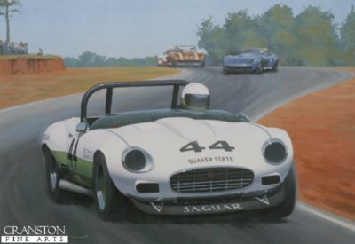  Bob Tullius, Lankie Foushee signiert Motorsport Kunstdruck Jaguar V-12 E-Type,