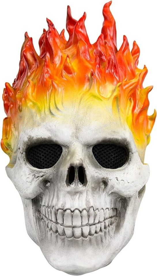 Ghost Rider Mask Demon Flame Skull Skeleton Full Head Helmet Halloween