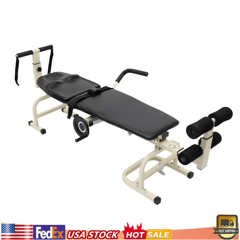 Banco de estiramiento corporal columna lumbar cervical espalda tracción cama masaje camilla