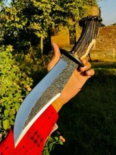 Custom Handmade Hunting Bowie Knife Stag Horn Handle With Leather Sheath.