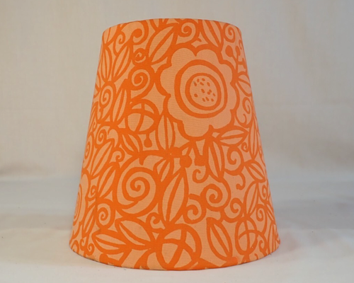 ORIGINAL VINTAGE RETRO 70's ORANGE FLORAL TABLE LAMP/LIGHT SHADE