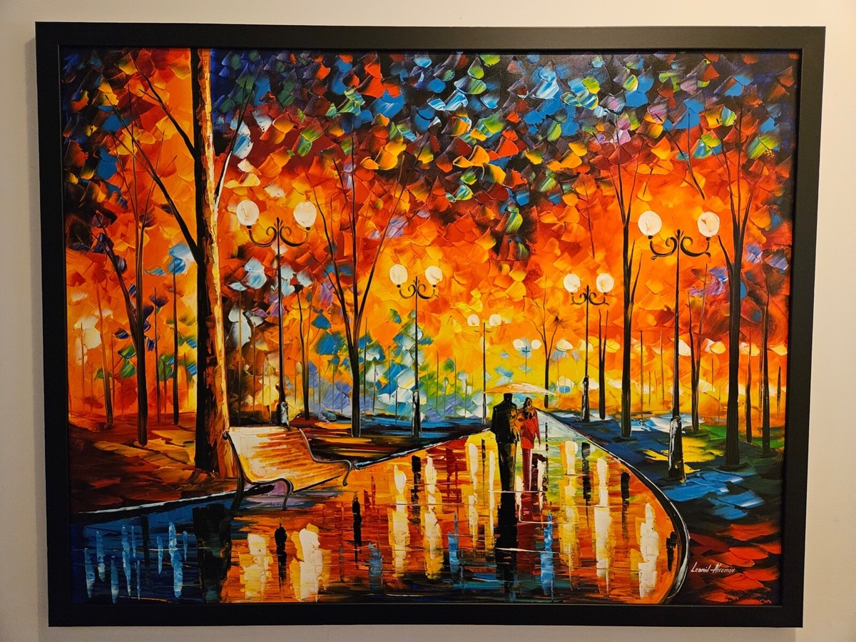 Rain's Rustle in the Park | Framed Painting on Canvas | eBay