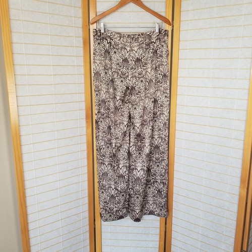 Silk Wide Leg Trouser Pants Palazzo Printed Side Zip Size X-Large - Picture 6 of 7