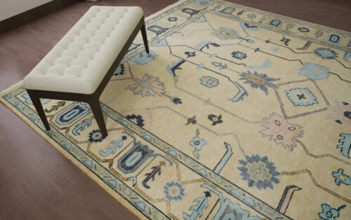 New Oushak Rug Beige Wool Area Rug Contemporary Hand knotted Living Room Rug - Picture 2 of 10