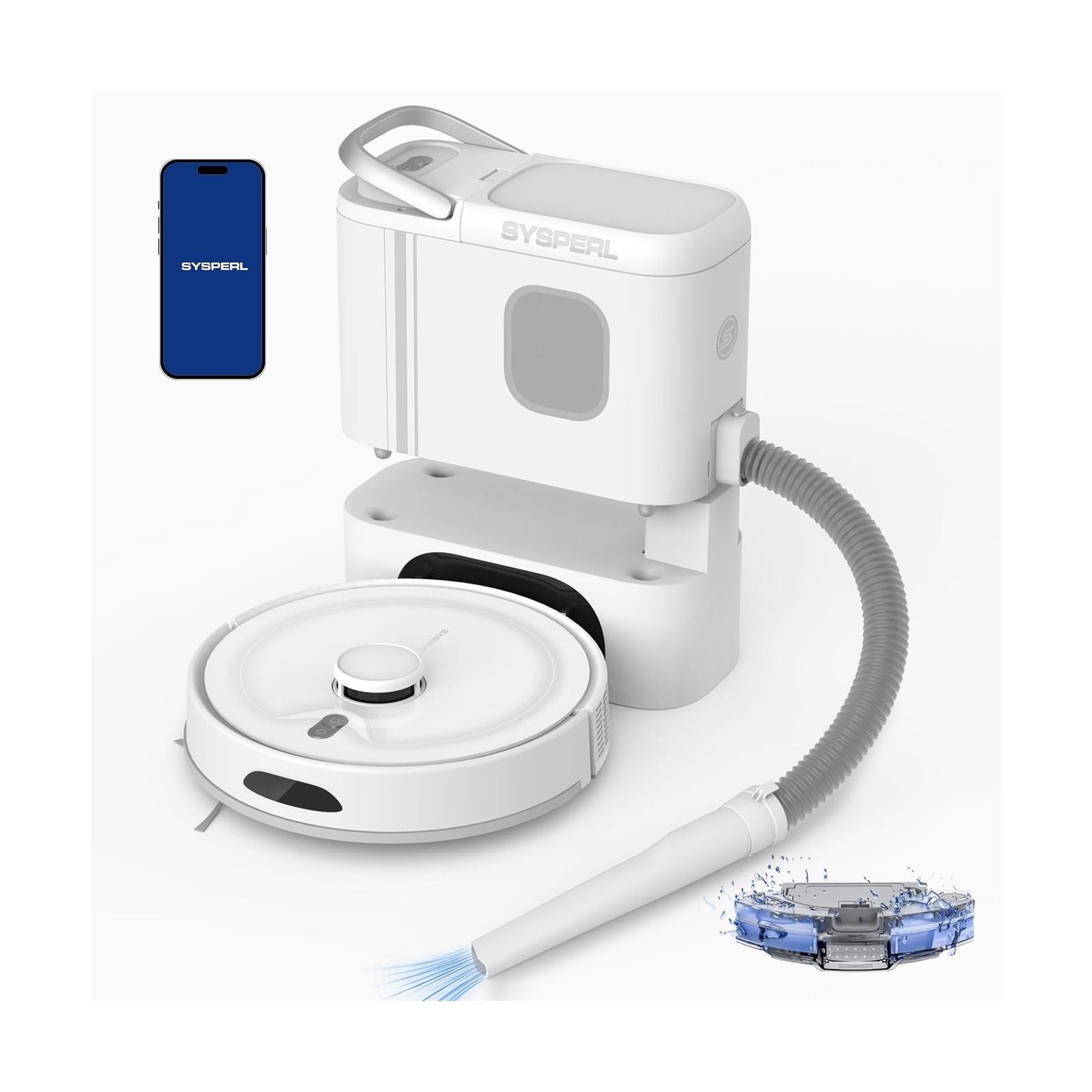 Robot Vacuum and Mop Combo with Self-Emptying Feature, 80-Day Dust Storage, and Handheld Design for Effortless Cleaning-image